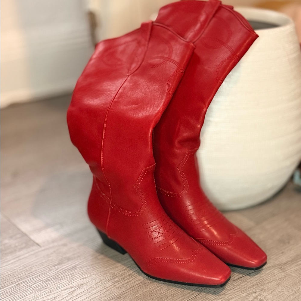 Steve Madden Cowboy Red Leather Women's Boots